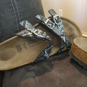 Birkenstock Black and Gray Sandals.Brand new NEVER WORN